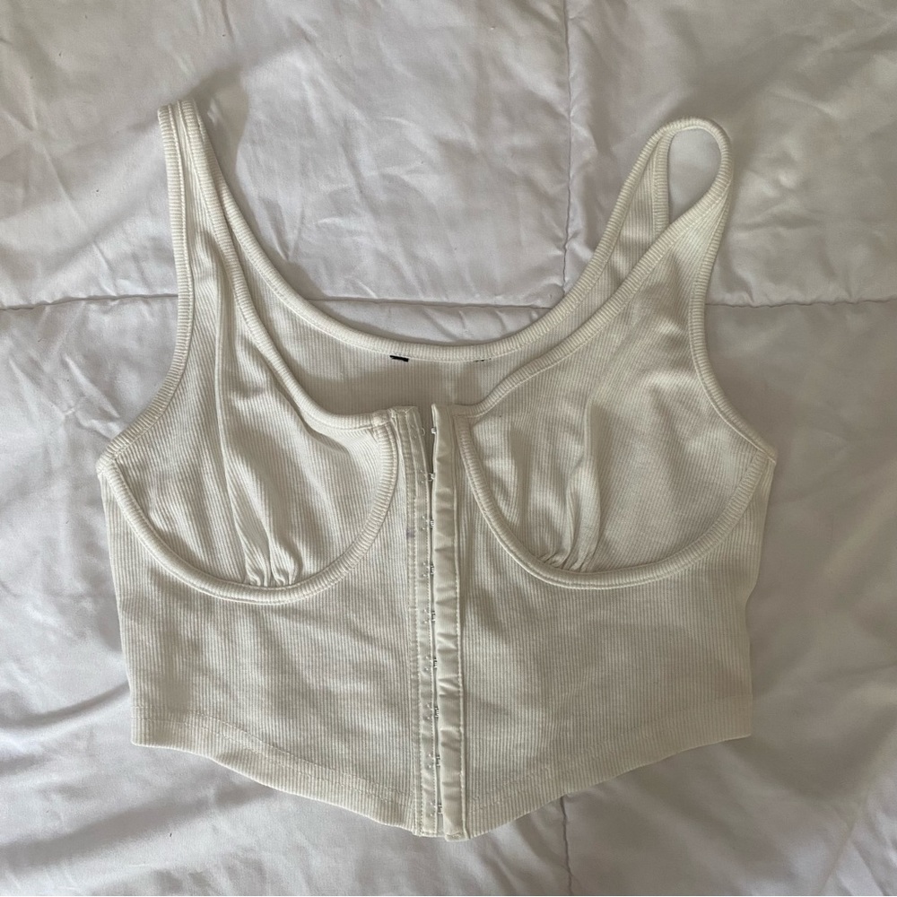 WHITE CORSET CROP TOP